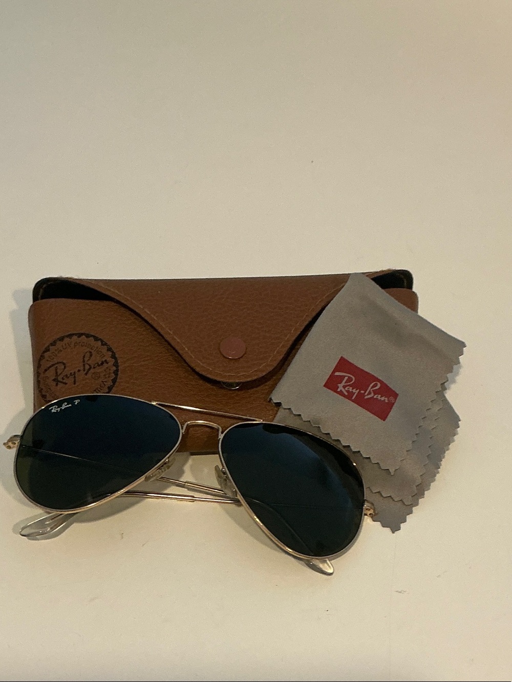Ray-Ban Aviator Sunglasses in Gold Frame with Dark Green Lenses